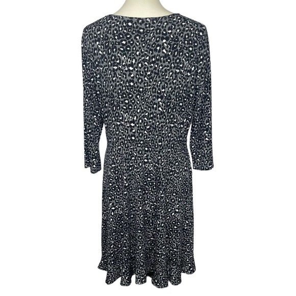 Leota Dress Womens PXXL Petite Plus Grey‎ Animal Print Leopard V-Neck Stretch - Picture 3 of 10